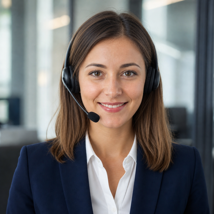 Lächelnde Kundenberaterin mit Headset